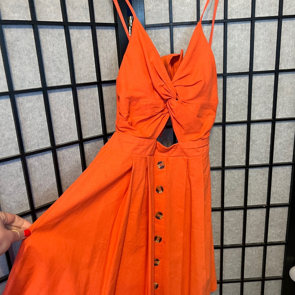 FAVLUX Vibrant Orange Backless Dress